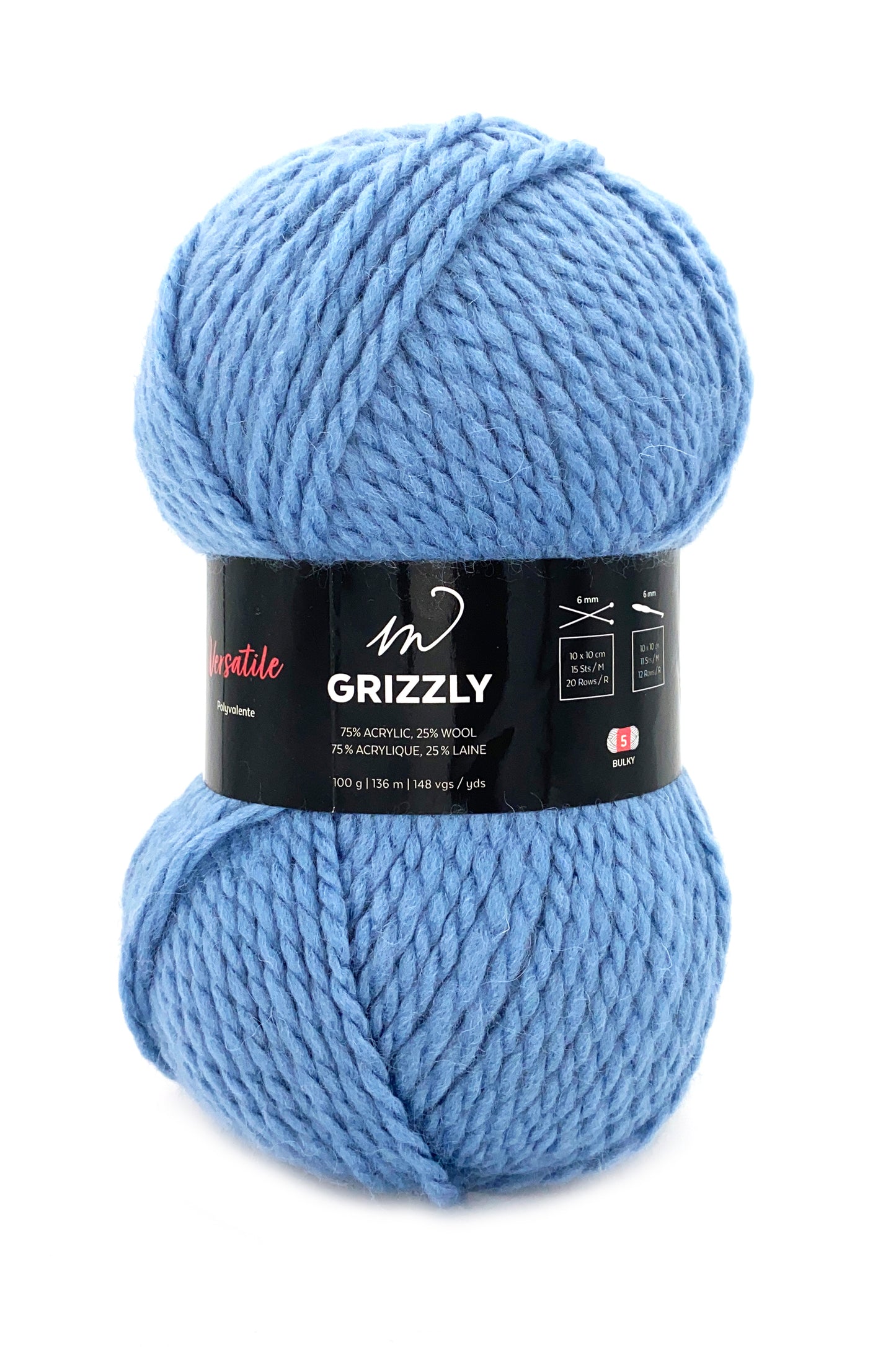 Grizzli Yarn (75% Acrylic 25% Wool)- Hydrangea Blue