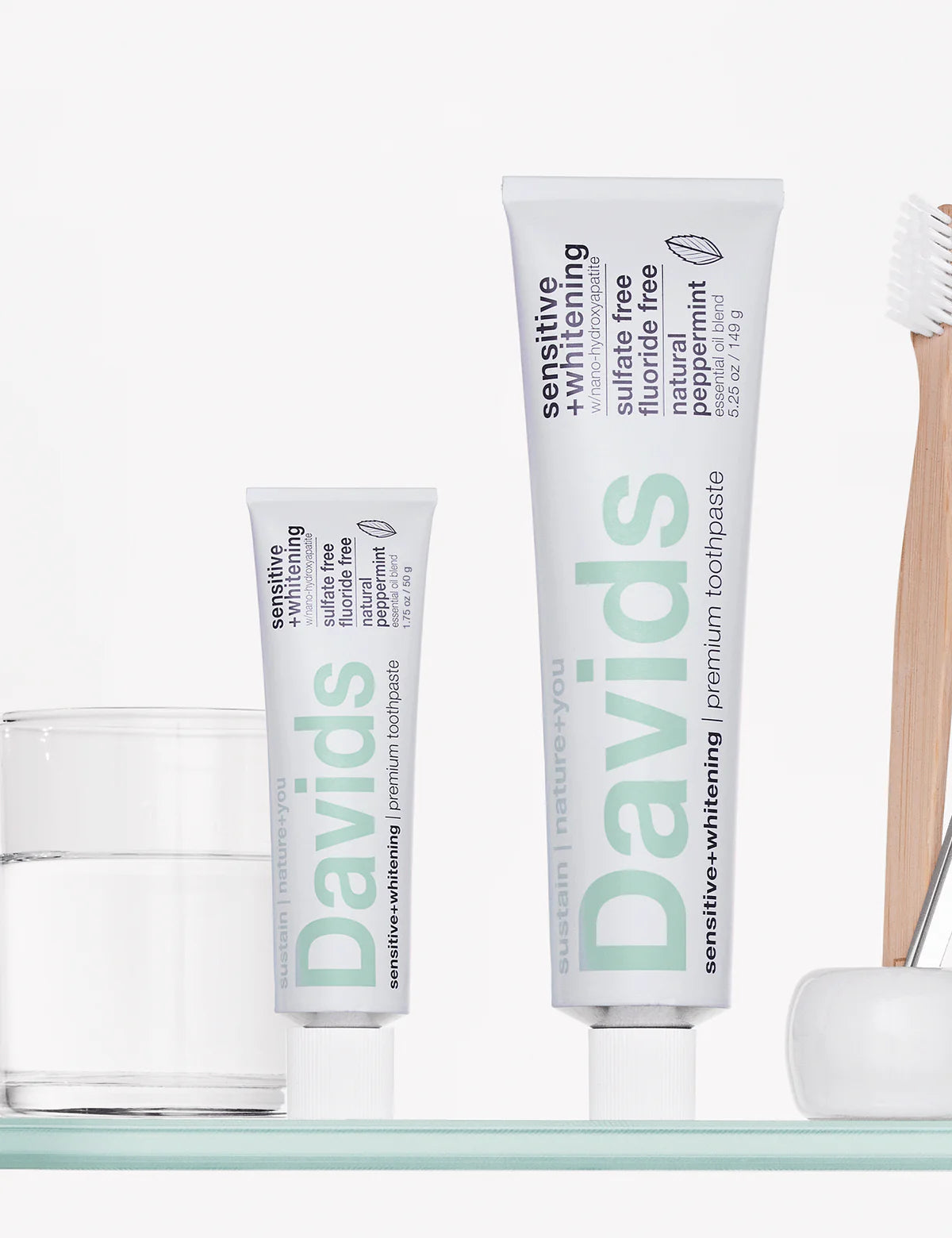 New! Davids Natural Toothpaste MOBILE/TRAVEL SIZE - Peppermint Sensitive+Whitening