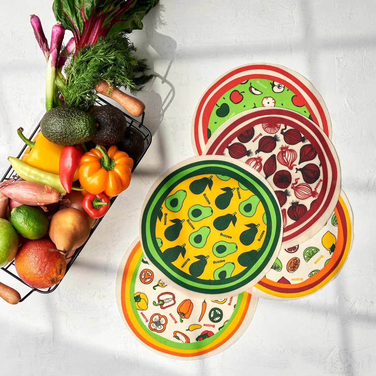Buzzee Reusable Food Wrap Rounds - Pepper