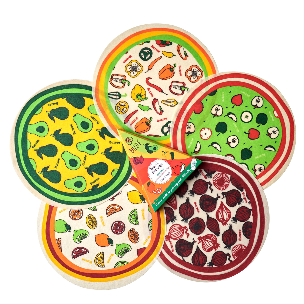 Buzzee Reusable Food Wrap Rounds - Pepper
