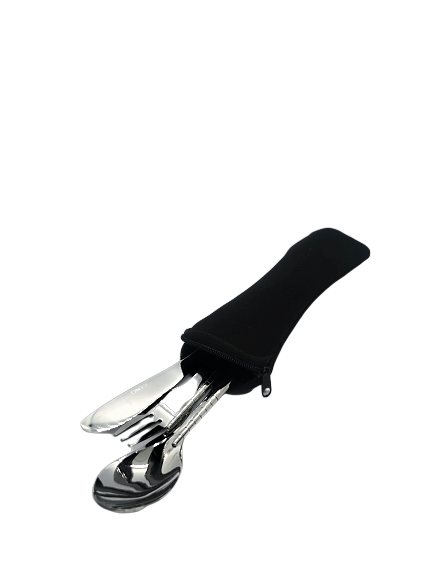 Full Sized 4 Piece Travel Cutlery- in reusable Neoprene bag