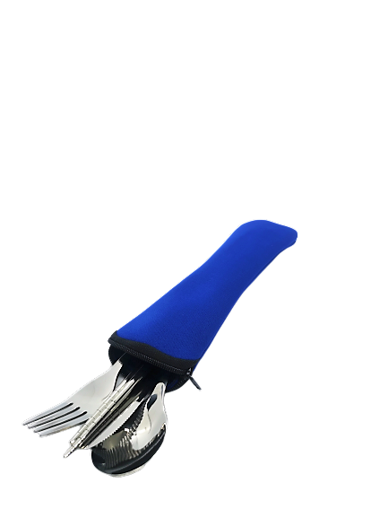 Full Sized 4 Piece Travel Cutlery- in reusable Neoprene bag