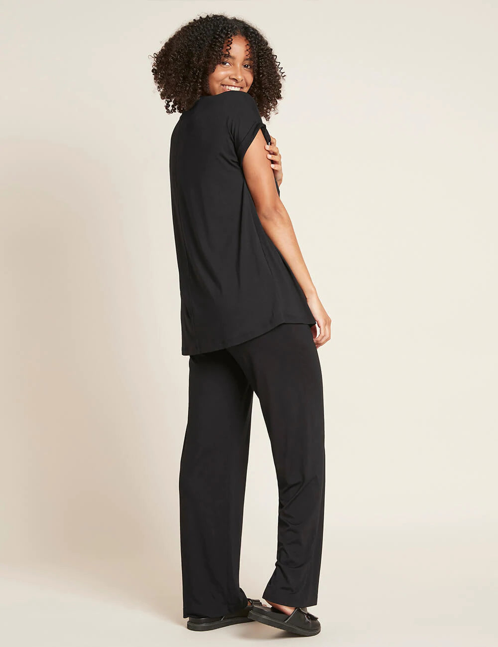 Downtime Wide Leg Lounge Pant- Black