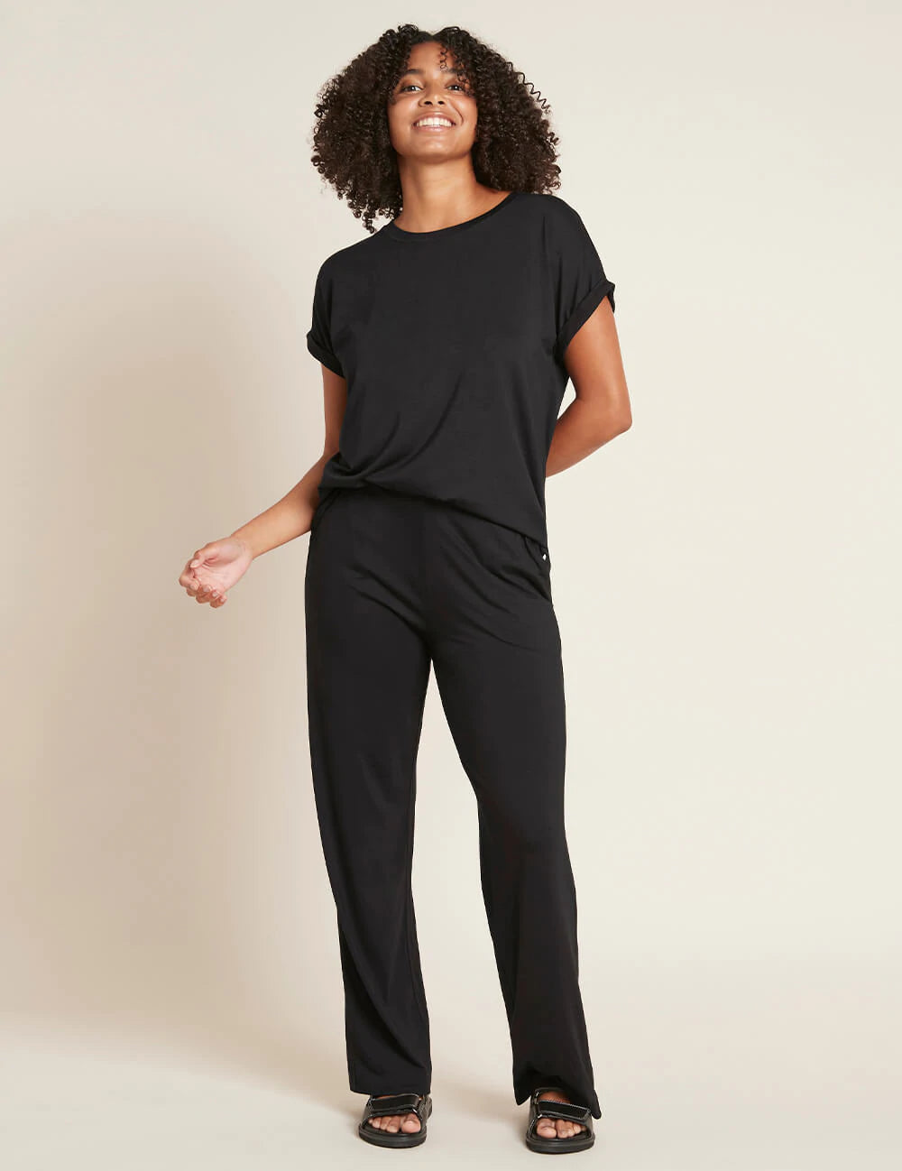 Downtime Wide Leg Lounge Pant- Black