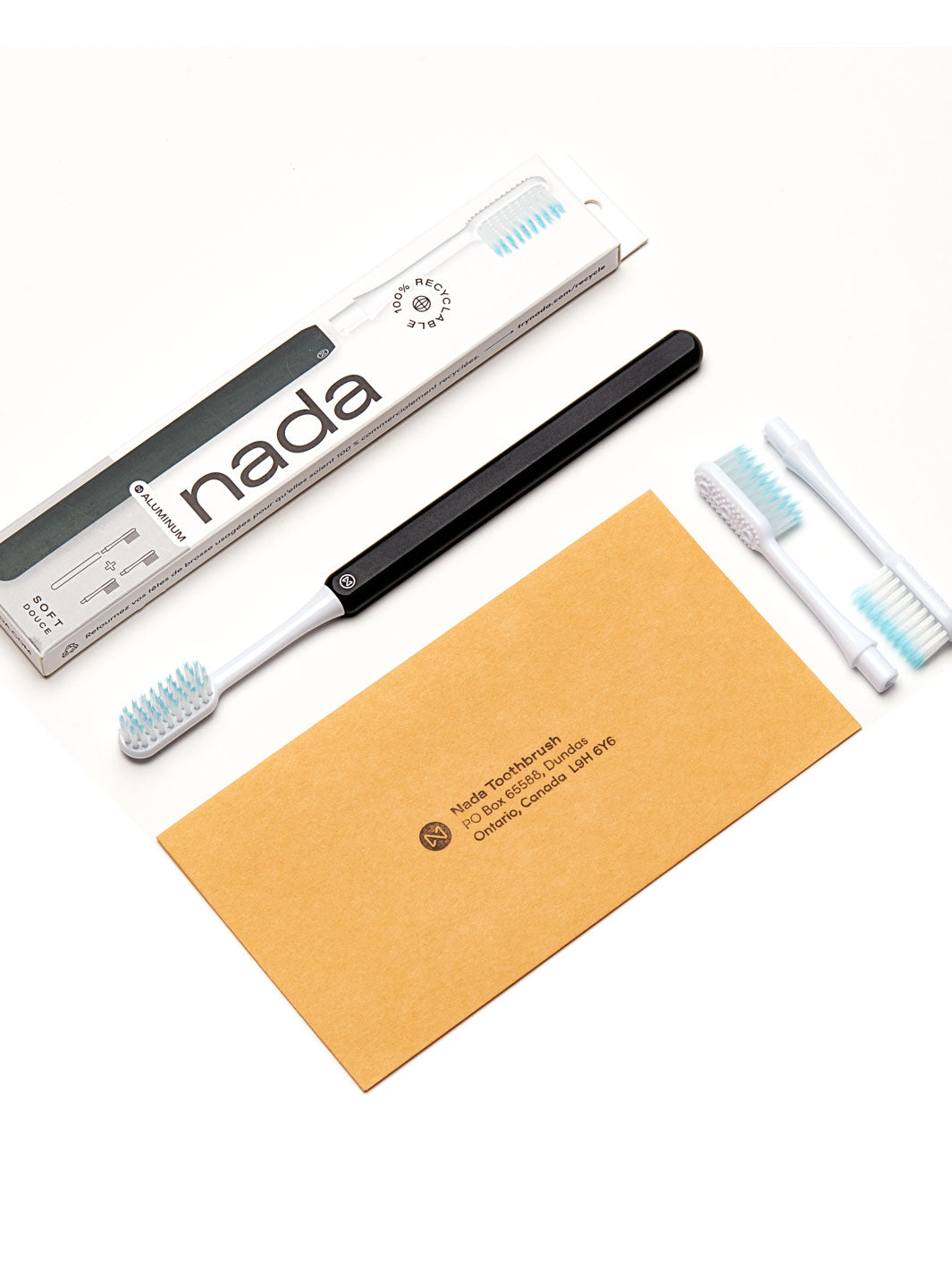 Nada Black Toothbrush + 2 brush heads