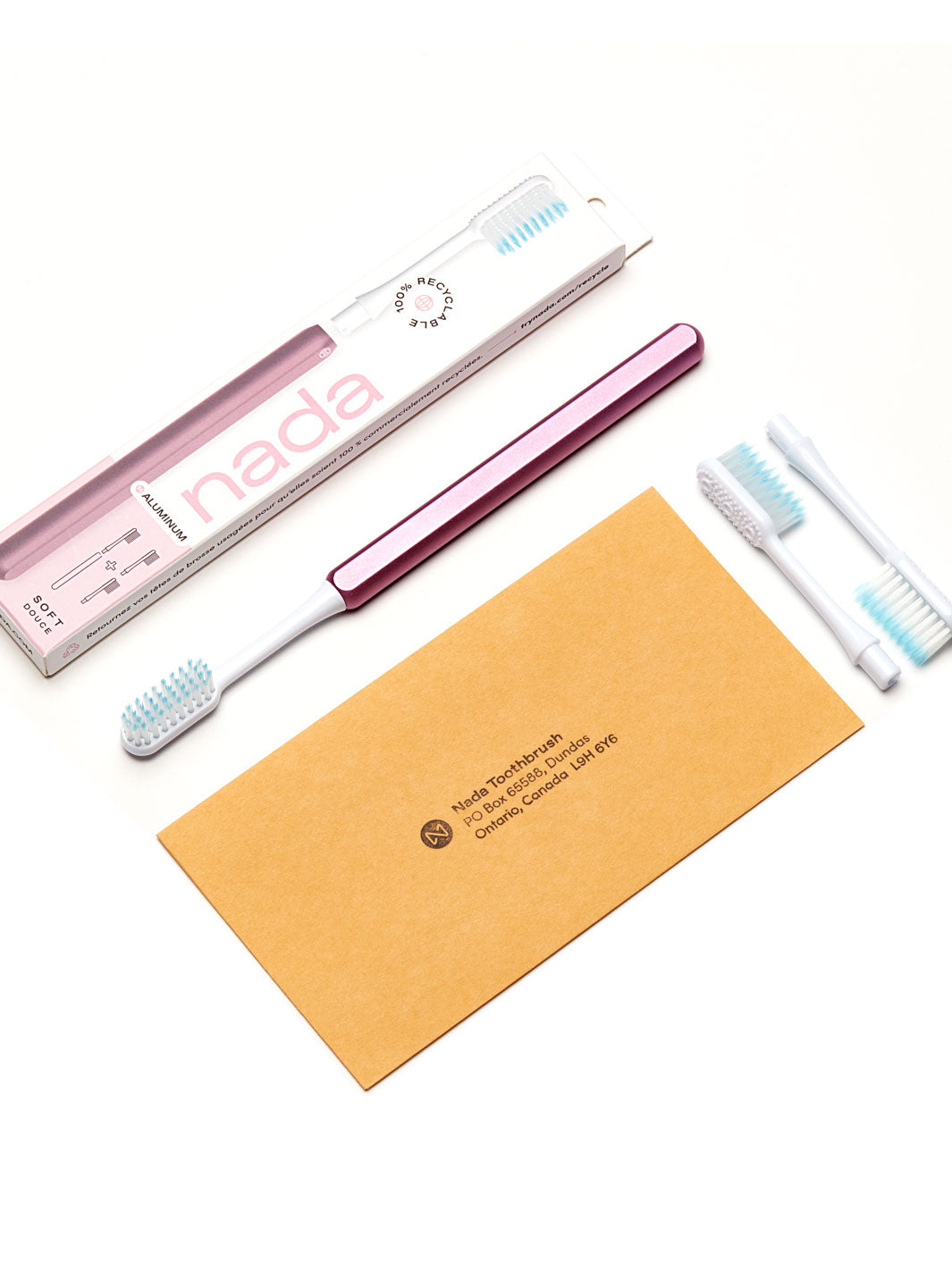 Nada Pink Toothbrush + 2 brush heads