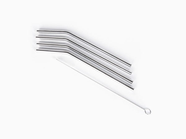 Stainless steel straws set of 4 - L: 17.65 cm D: 6mm