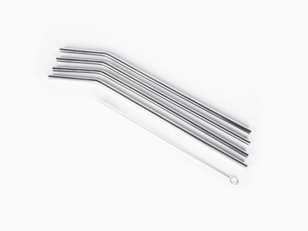 Stainless Steel straws set of 4 - L: 24 cm D: 5mm