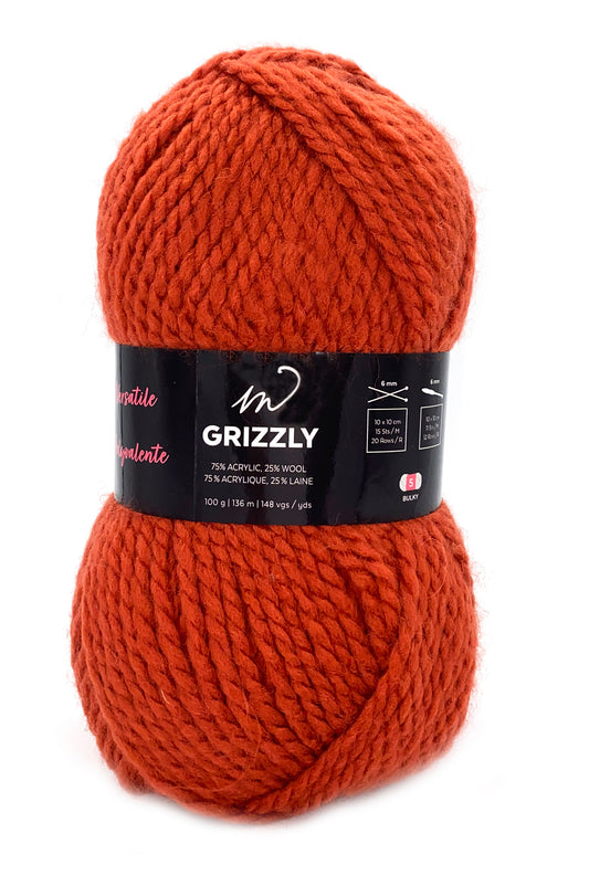 Grizzli Yarn (75% Acrylic 25% Wool)- Burnt Orange