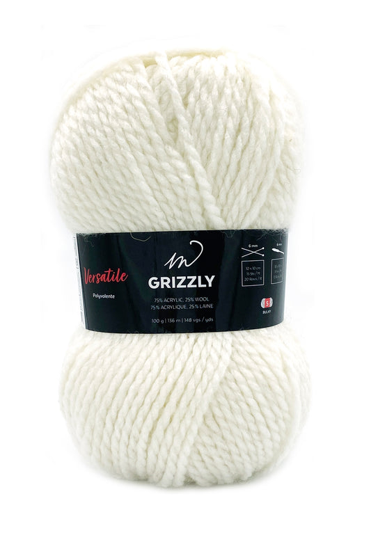 Grizzli Yarn (75% Acrylic 25% Wool)- Cream