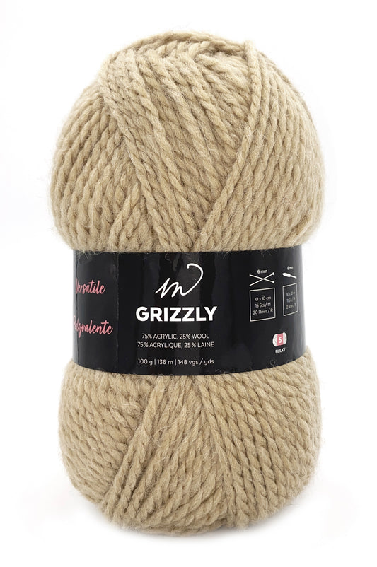 Grizzli Yarn (75% Acrylic 25% Wool)- Linen