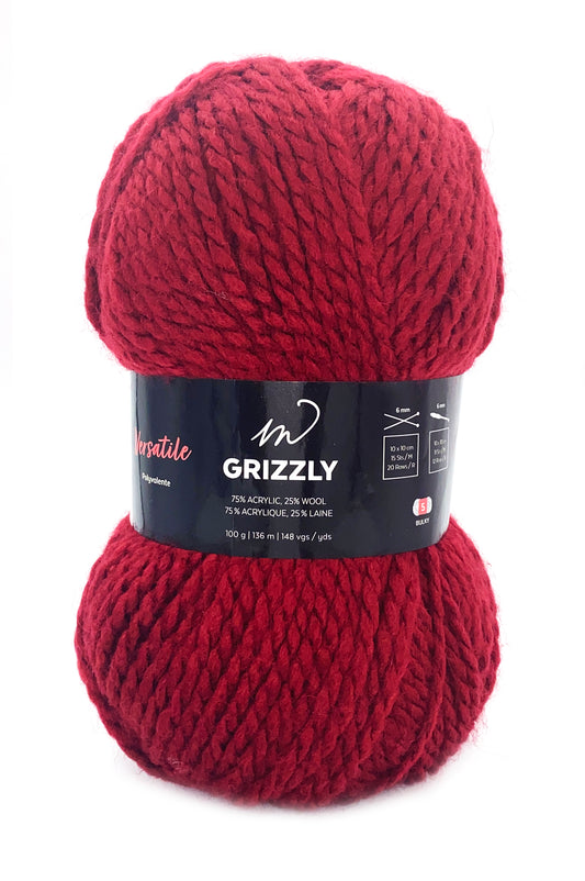 Grizzli Yarn (75% Acrylic 25% Wool)- Maroon