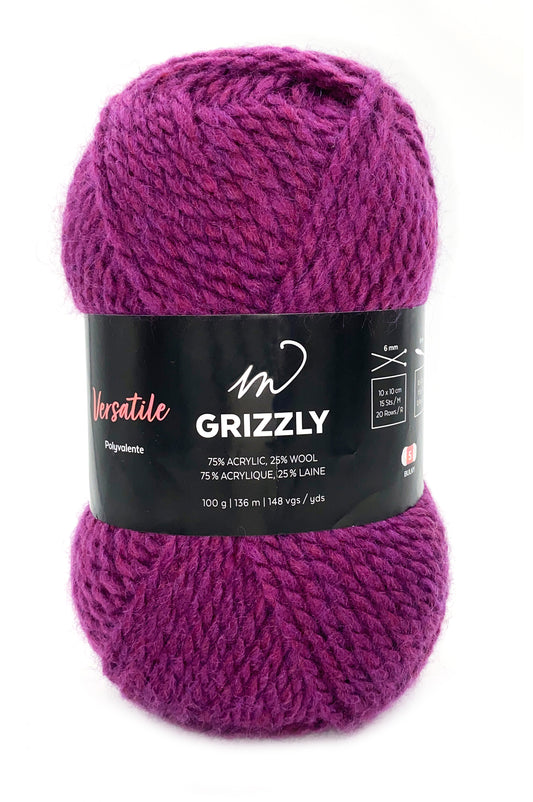 Grizzli Yarn (75% Acrylic 25% Wool)- Plum