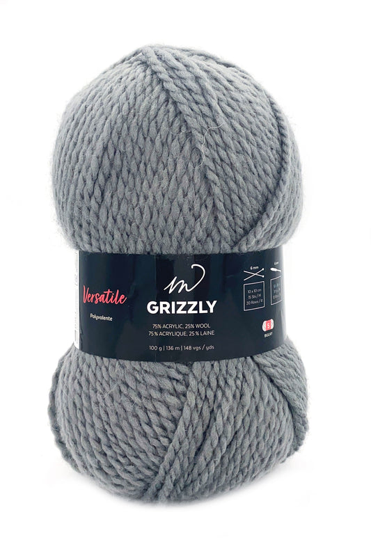 Grizzli Yarn (75% Acrylic 25% Wool)- Thunder Storm