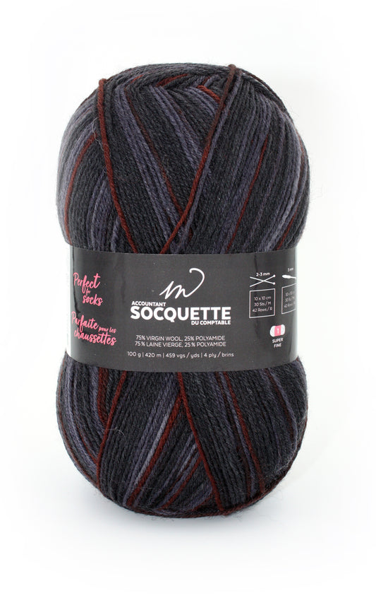 Socquette Yarn (75% Wool, 25% Polyamid)- Charcoal Brick