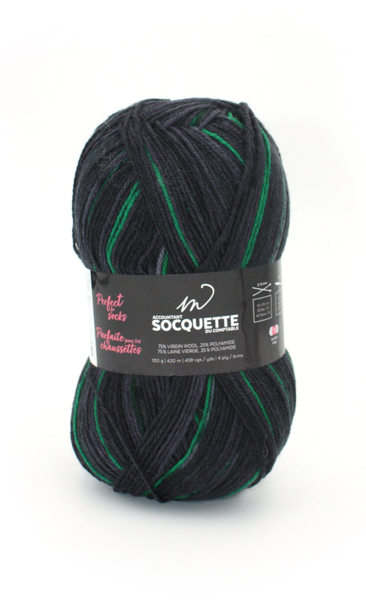 Socquette Yarn (75% Wool, 25% Polyamid)- Charcoal Green
