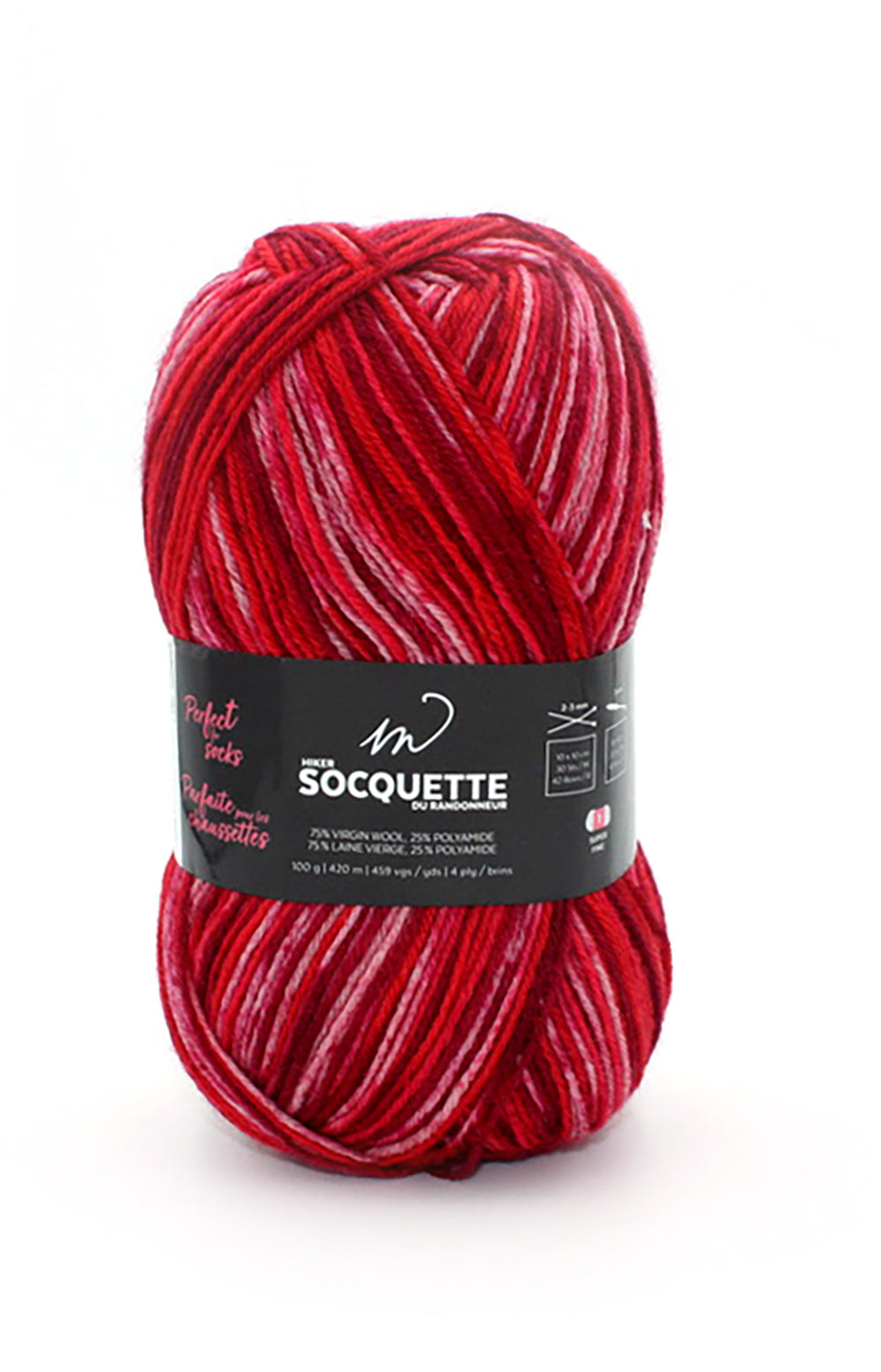 Socquette Yarn (75% Wool, 25% Polyamid)- Mixed Raspberry