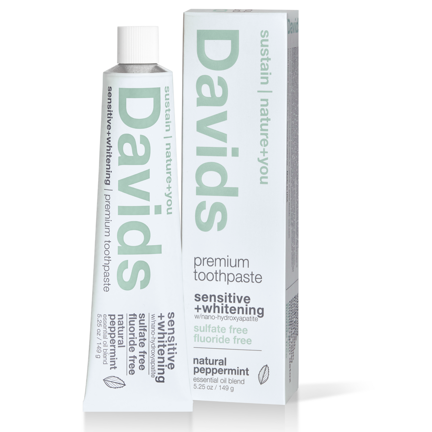 Davids Premium Natural Toothpaste - Peppermint Sensitive+Whitening