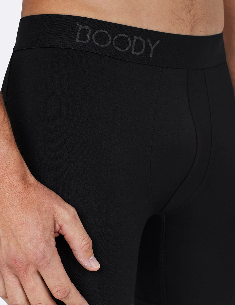 Mens Black Long Boxer with Elastic Waistband