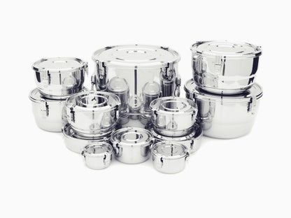 3 Clip Airtight Stainless Steel Food Storage Containers (11 sizes)