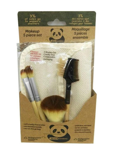 5 Piece Bamboo Makeup Brush Set