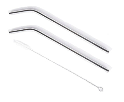 Stainless Steel Smoothie Straws & Brush - Set of 2